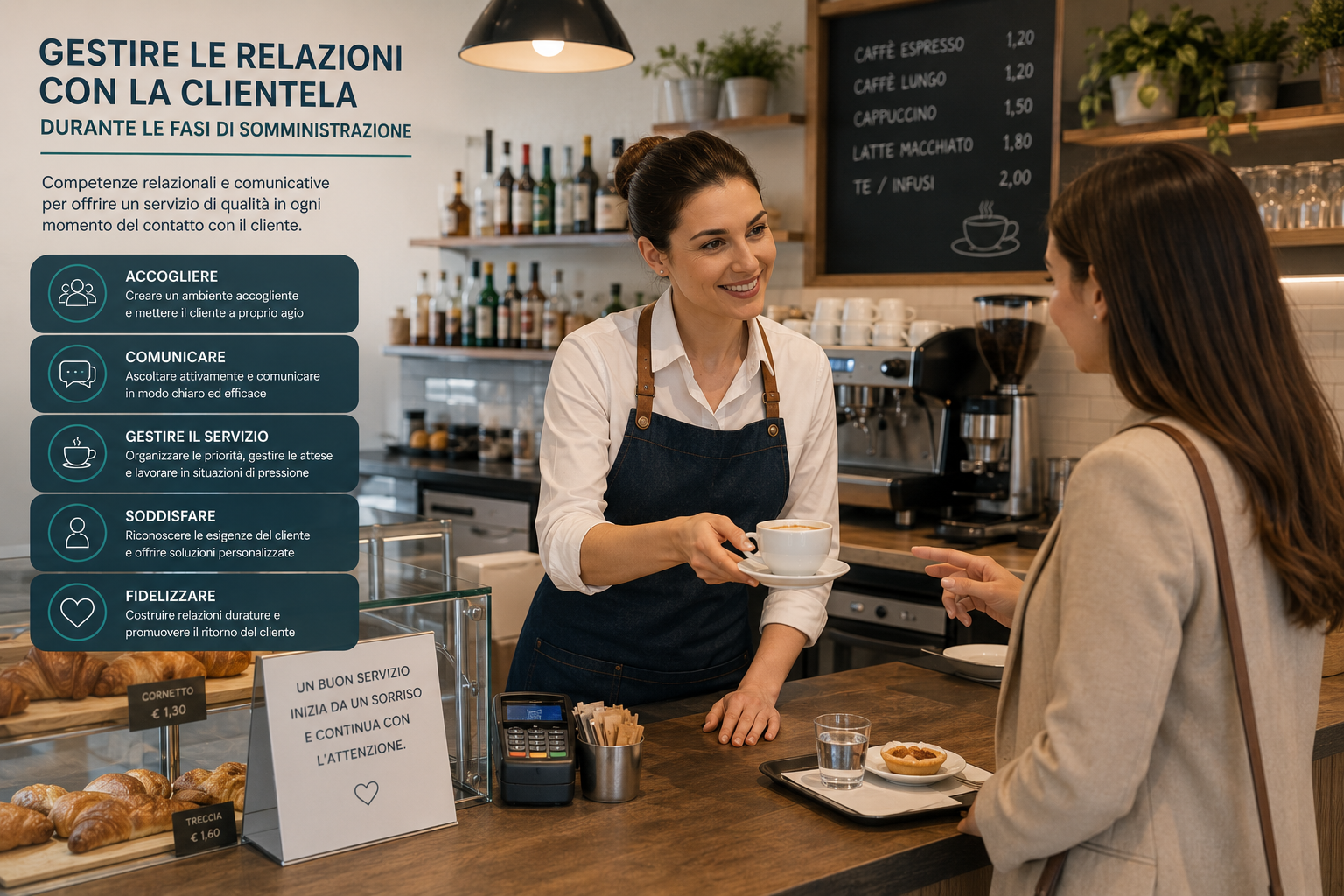 Gestire le relazioni con la clientela durante le fasi di somministrazione