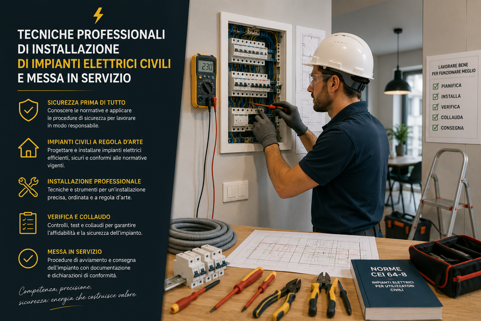 Tecniche professionali di installazione di impianti elettrici civili e messa in servizio